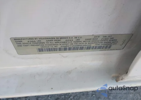 2008 Volkswagen Jetta Se/Sel z USA, uszkodzony, nr VIN 3VWRZ71K68M038490